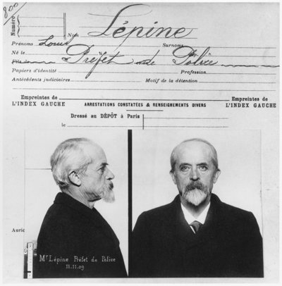 Registro antropométrico policial de Louis Jean-Baptiste Lepine, Prefecto de policía, 11 de noviembre de 1909 de French Photographer